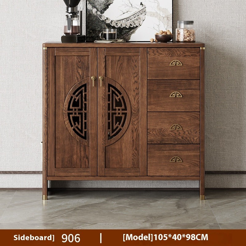 Solid Wood Sideboard – Tall All-in-One Tea & Wine Cabinet for Dining Room or Kitchen