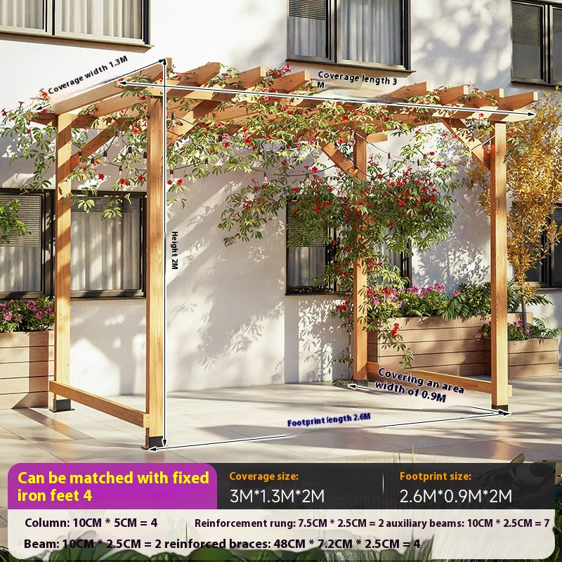 Outdoor Pergola & Trellis Pavilion in Treated Wood for Villa Garden & Courtyard Use