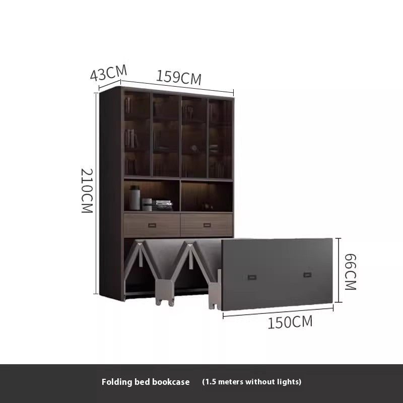 Elegant Foldable Study Desk Bed with Integrated Bookshelf and Storage - New