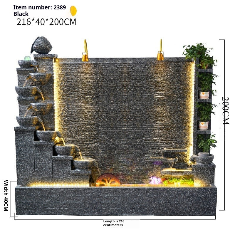 Rockery Waterfall Wall Fountain with Screen Feature for Villa Garden, Courtyard & Office Landscape Decor