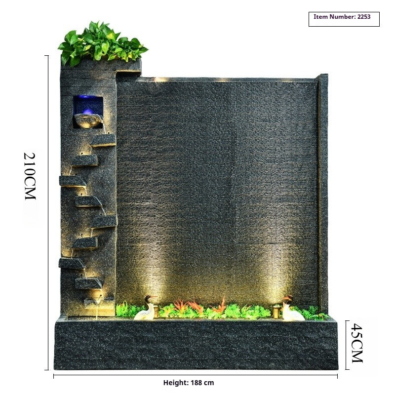 Rockery Waterfall Wall Fountain with Screen Feature for Villa Garden, Courtyard & Office Landscape Decor