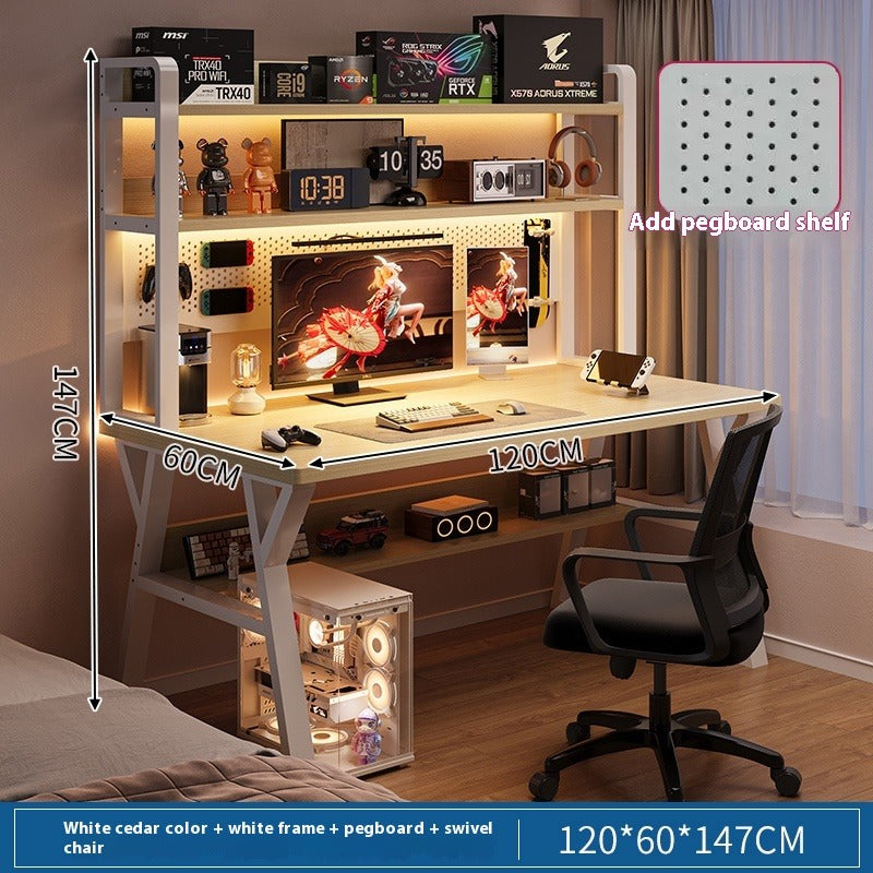 Computer Desk with Chair & Pegboard Bookshelf – All-in-One Home Office and Gaming Setup with Magnetic Hooks