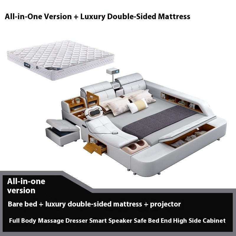 Smart Multifunction Massage Bed with Projector & Tatami Platform – Full-Body Massage, Voice Control, Leather Frame, Dual-Sided Mattress