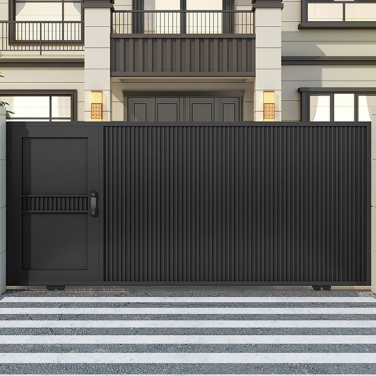 Smart Aluminum Villa Gate – High-End Electric Sliding Gate for Courtyard, Garage, Factory & Community Entrance