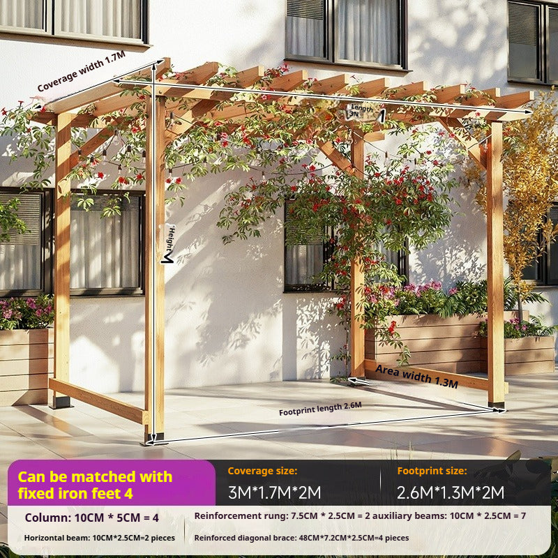 Outdoor Pergola & Trellis Pavilion in Treated Wood for Villa Garden & Courtyard Use