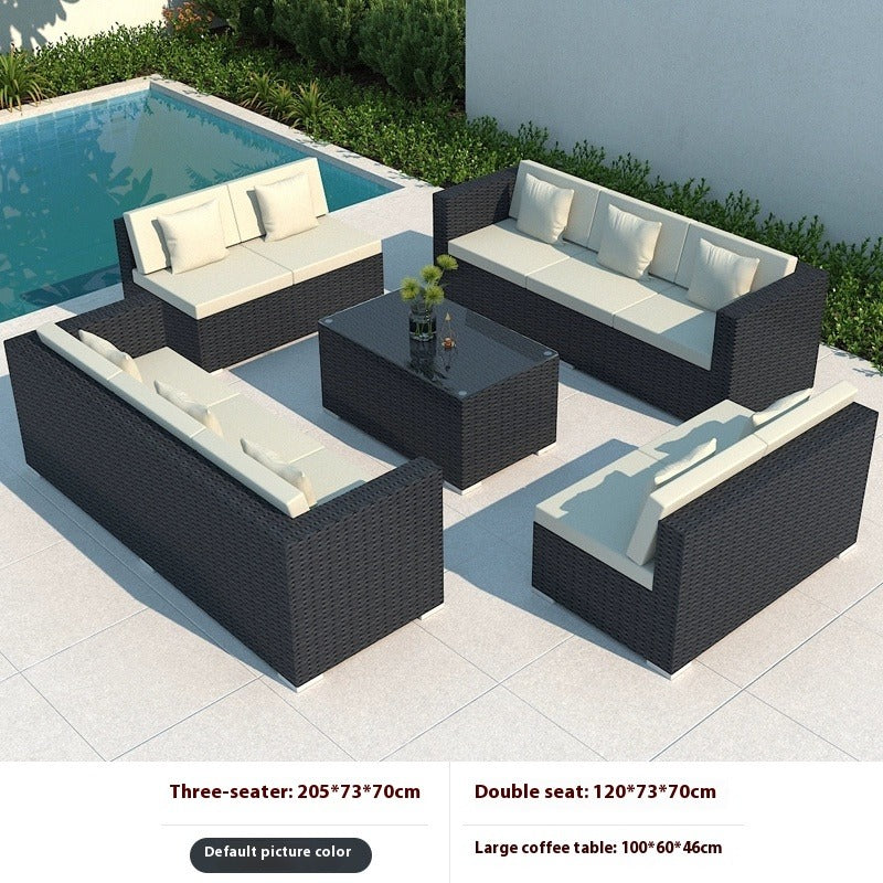 Outdoor Rattan Sofa Set 3-Seater Waterproof Lounge for Patio, Garden & Balcony