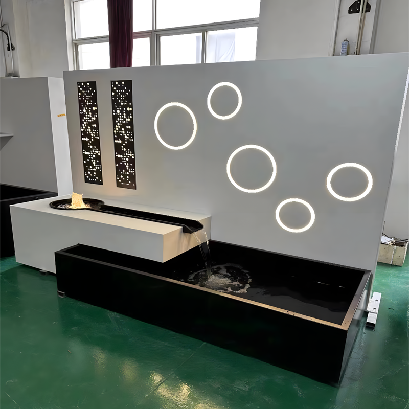Stainless Steel Waterfall Wall Fountain with Pool for Villa Garden, Courtyard & Balcony Decor