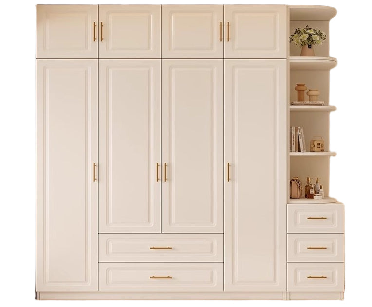 Custom Solid Wood Wardrobe – Cream-Style European Closet for Kids & Small Bedrooms