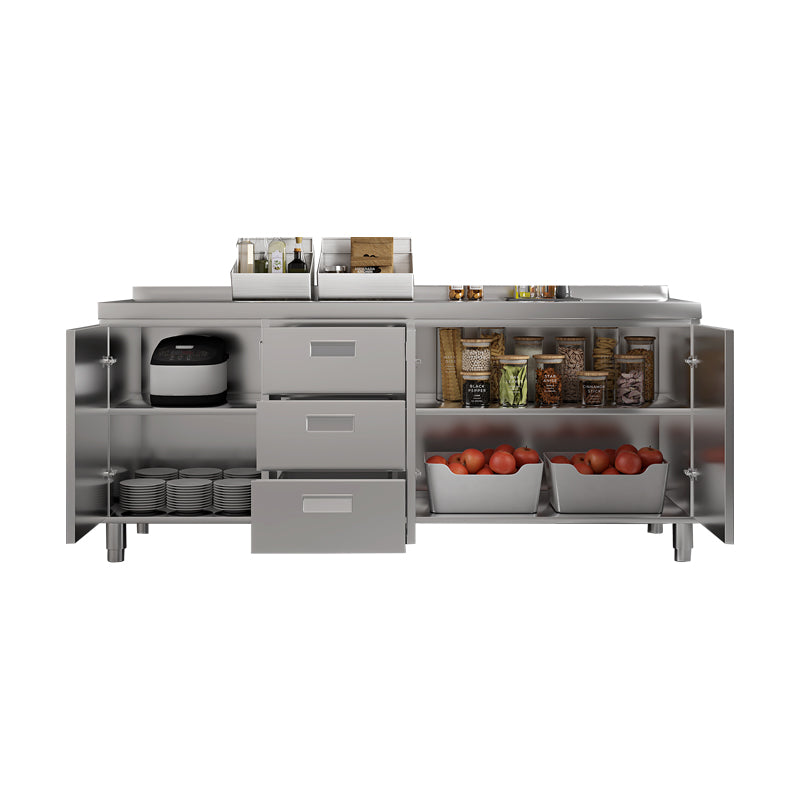 Rural Stainless Steel Kitchen Cabinet with Integrated Stove & Custom Countertop