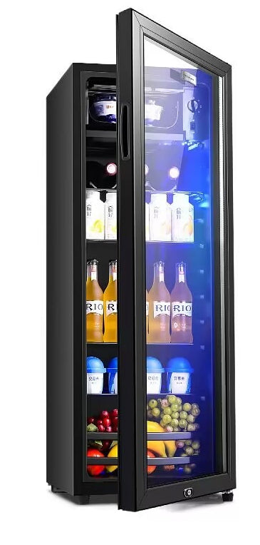 Commercial & Home Beverage Cooler - Copper Tube, Digital Display, Forced Air Cooling, Full Refrigeration, LED Lighting