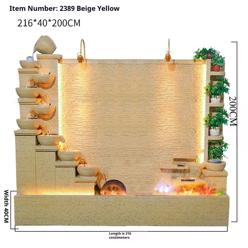Rockery Waterfall Wall Fountain with Screen Feature for Villa Garden, Courtyard & Office Landscape Decor