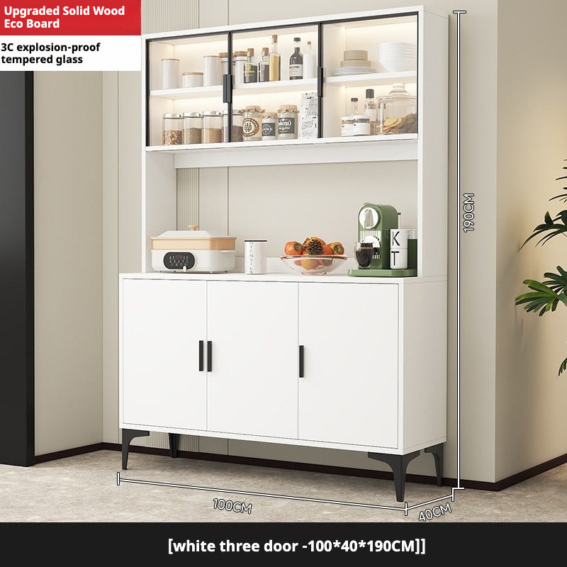 Solid Wood Sideboard Cabinet – All-in-One Wall-Mounted Tea & Storage Unit for Living Room or Kitchen