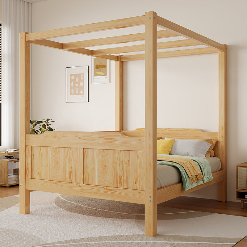 Custom Solid Wood Canopy Bed – 1.8M Modern Chinese-Style Four-Poster Double Bed for Master Bedroom or Guesthouse