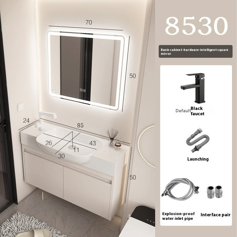 Ultra-Slim Space Aluminum Bathroom Vanity – 24cm Narrow Basin Cabinet Set for Small Bathrooms