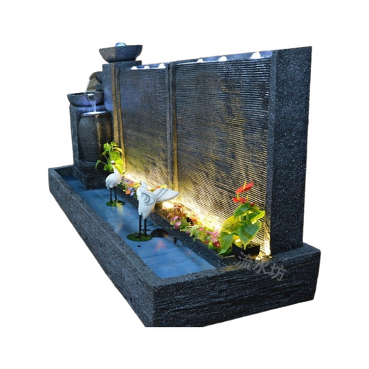 Rockery Waterfall Wall Fountain with Screen Feature for Villa Garden, Courtyard & Office Landscape Decor