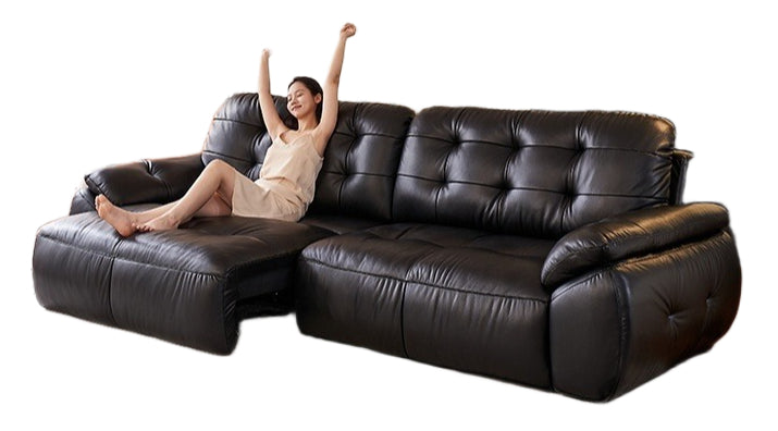 Luxury Faux Leather Corner Sofa Bed with Multi-Position Design