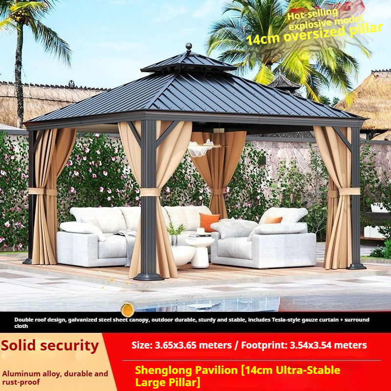 Outdoor Aluminum Gazebo for Patio Shade with Waterproof Canopy & Corner Posts