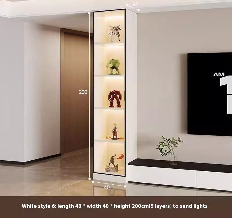 Custom Lighted Glass Door Display Cabinet – Modern Floor Wine & Collectibles Unit for Living Room