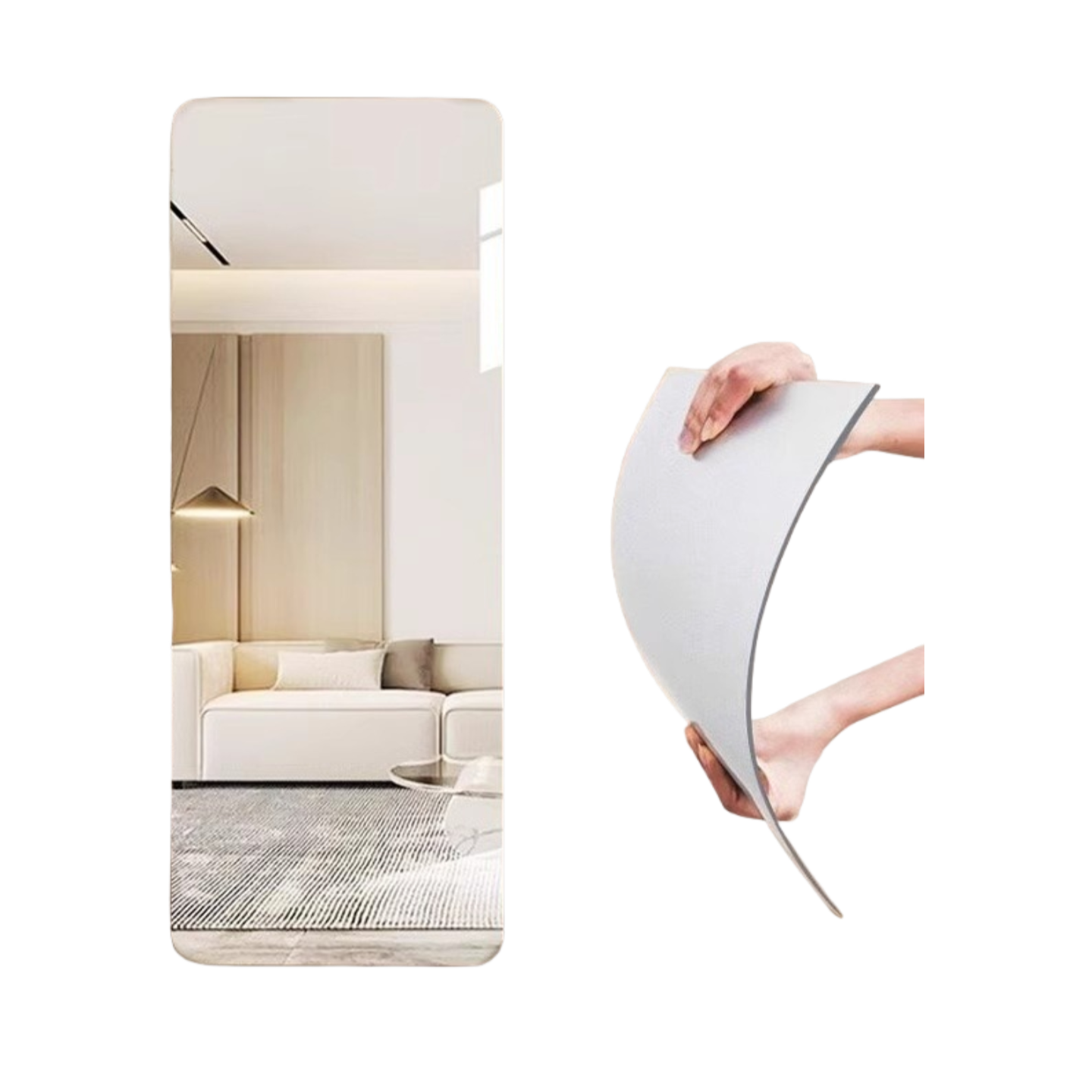Shatterproof Acrylic Soft Mirror – Self-Adhesive Full-Length Dressing Mirror, No-Drill, Customizable