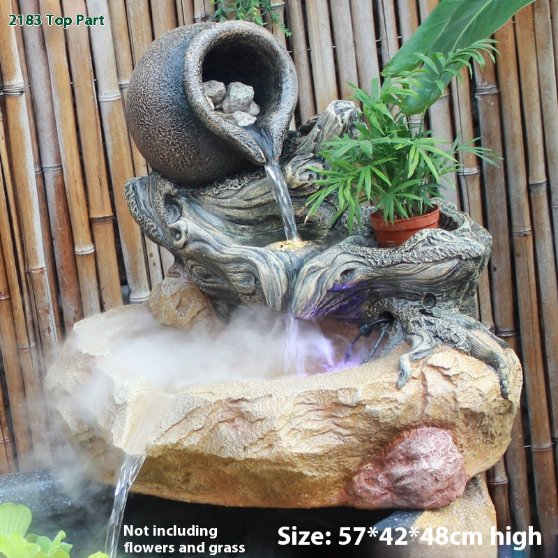 Rustic Garden Rockery Fountain with Fish Pond for Courtyard, Terrace & Balcony Decoration