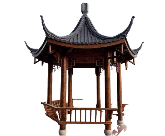 Outdoor Chinese Wooden Pavilion & Corridor with Anti-Corrosion Wood for Garden & Landscape Use
