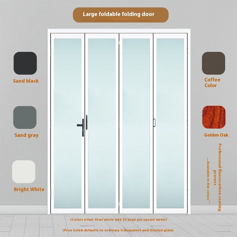 Aluminum Frameless Folding Door – Trackless Top-Hung Narrow Glass Sliding Door for Bedroom, Kitchen, Balcony, and Bathroom