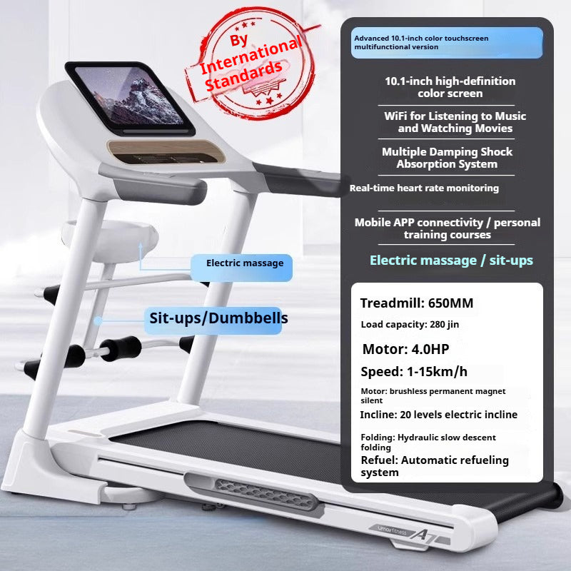 Compact Silent Foldable Treadmill with Incline for Home & Gym Use