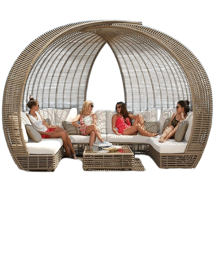 Outdoor Rattan Daybed Sofa – Waterproof Nest-Style Patio Furniture for Hotel, Terrace & Garden Use