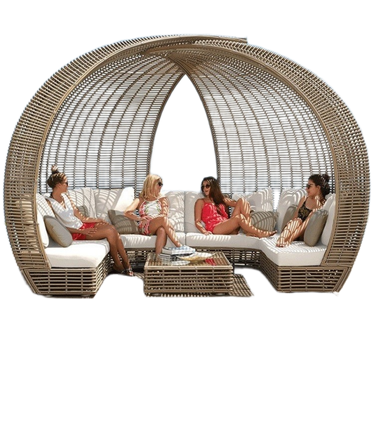 Outdoor Rattan Daybed Sofa – Waterproof Nest-Style Patio Furniture for Hotel, Terrace & Garden Use
