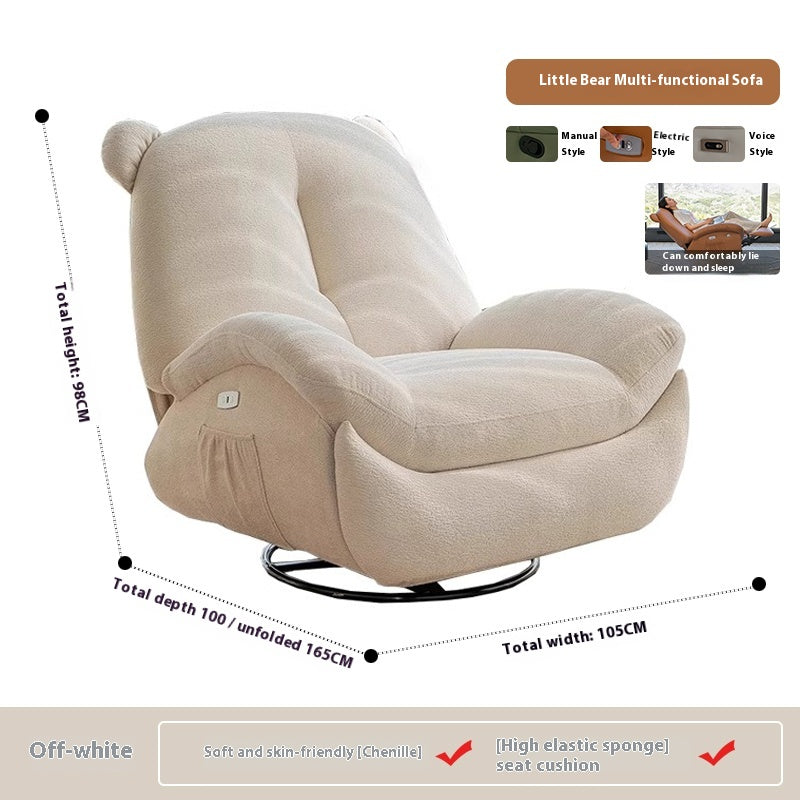 Smart Electric Recliner Chair with Massage, Heating, Rocking, USB & Battery for Small Cream-Style Living Rooms