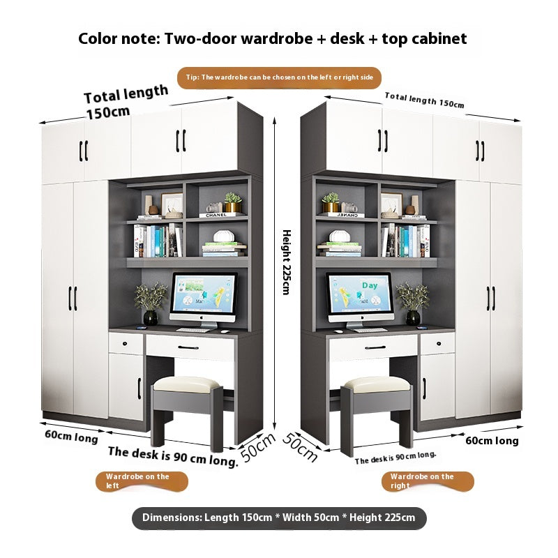 All-in-One Kids’ Desk with Wardrobe – Space-Saving Study Table & Bookshelf Combo for Small Bedrooms