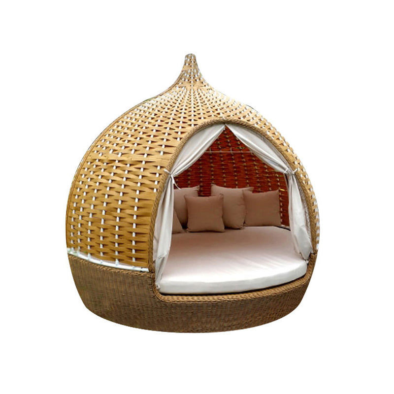 Outdoor Wicker Round Lounger – Sun-Resistant Patio Nest Bed for Balcony, Garden, Poolside & Beach Resorts