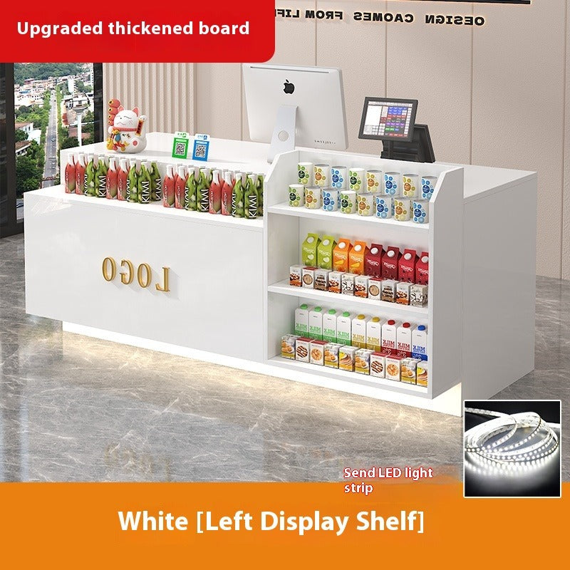 Compact Bar-Style Checkout Counter – LED Front Desk for Shops, Cafés, Convenience Stores & Supermarkets