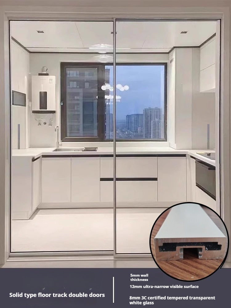 Sliding Glass Door – Triple Hidden Top-Hung Track Partition for Kitchen, Balcony, Living Room & Bathroom
