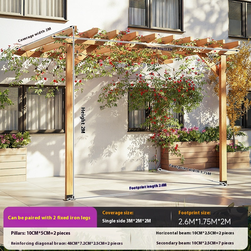Outdoor Pergola & Trellis Pavilion in Treated Wood for Villa Garden & Courtyard Use