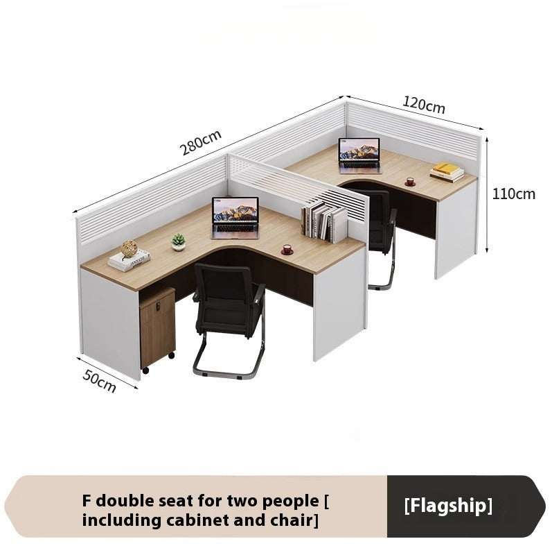 Cross-Shaped Office Workstation with Partition Panels & Desk Chair Set for Multiple Employees