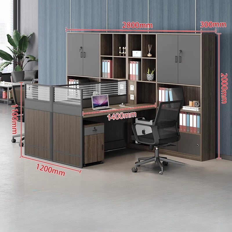Office Desk & Chair Workstation Set with Storage Cabinet for 2/4-Person HR & Finance Teams