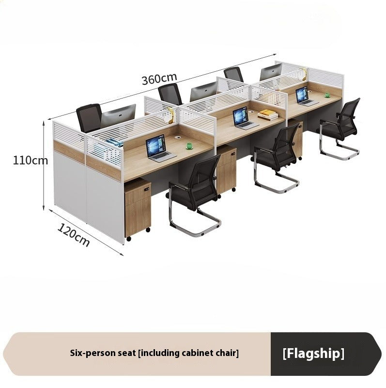 Cross-Shaped Office Workstation with Partition Panels & Desk Chair Set for Multiple Employees