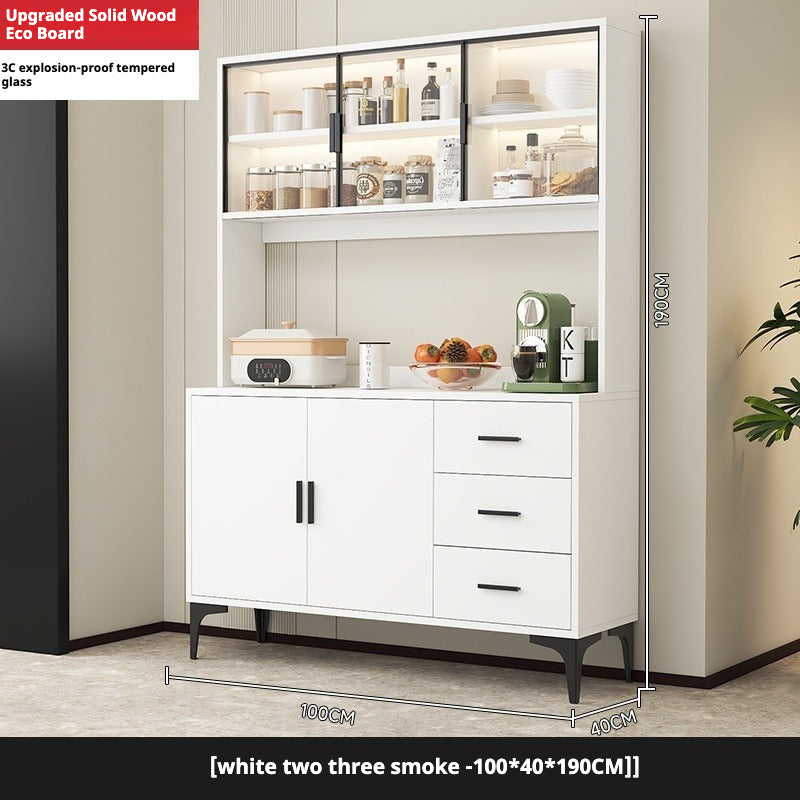 Solid Wood Sideboard Cabinet – All-in-One Wall-Mounted Tea & Storage Unit for Living Room or Kitchen