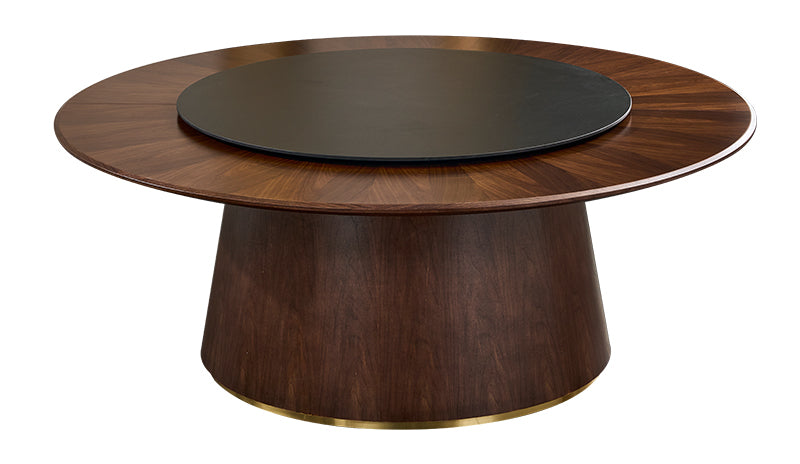 Electric Round Dining Table with Sintered Stone Top & Auto Turntable for Hotel & Restaurant Use
