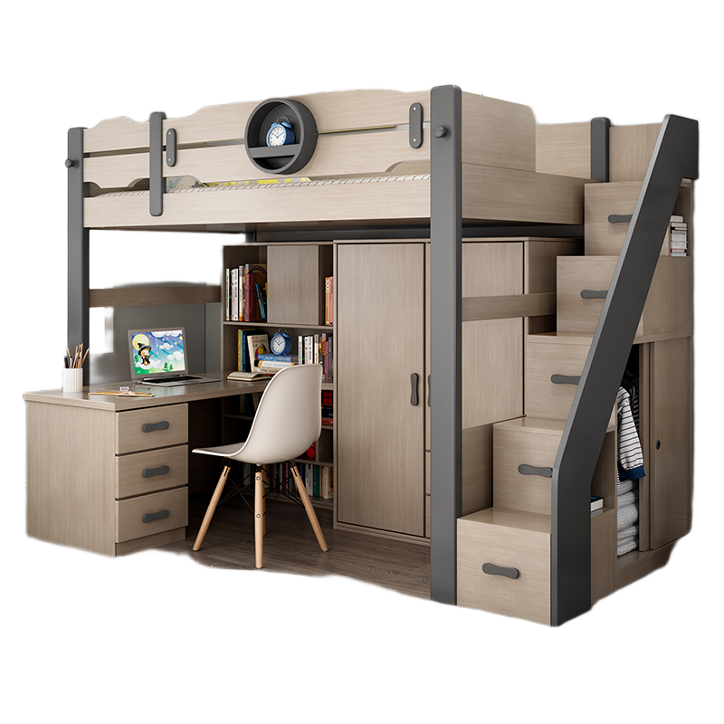 Elegant Nordic-Style Twin-Size Bunk Bed with Storage and Ladder