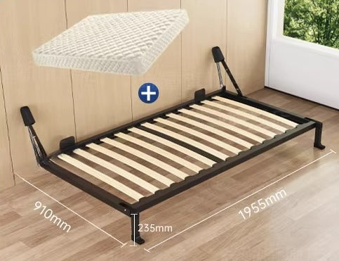 Wall-Mounted Folding Bed with Mattress, Eco-Friendly Wood Slats, Reinforced Double Steel Frame, and Silent Corner Bracing