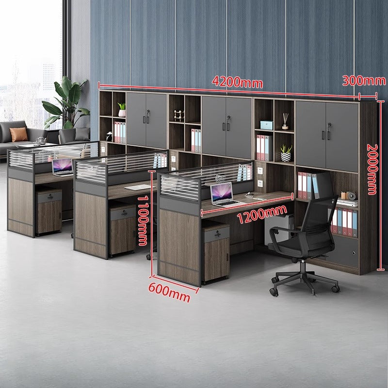 Office Desk & Chair Workstation Set with Storage Cabinet for 2/4-Person HR & Finance Teams