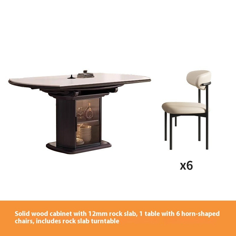 Cream Style Foldable Sintered Stone Dining Set for Small Modern Homes