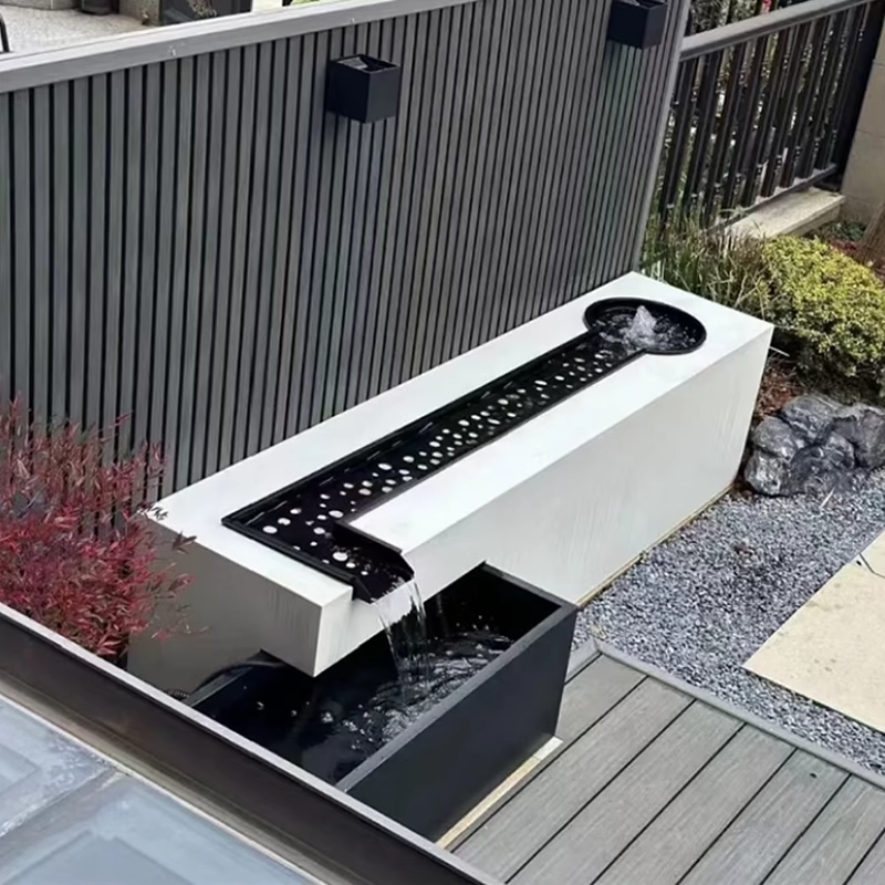Stainless Steel Fountain & Water Feature with Pool for Courtyard Landscape & Metal Wall Decor