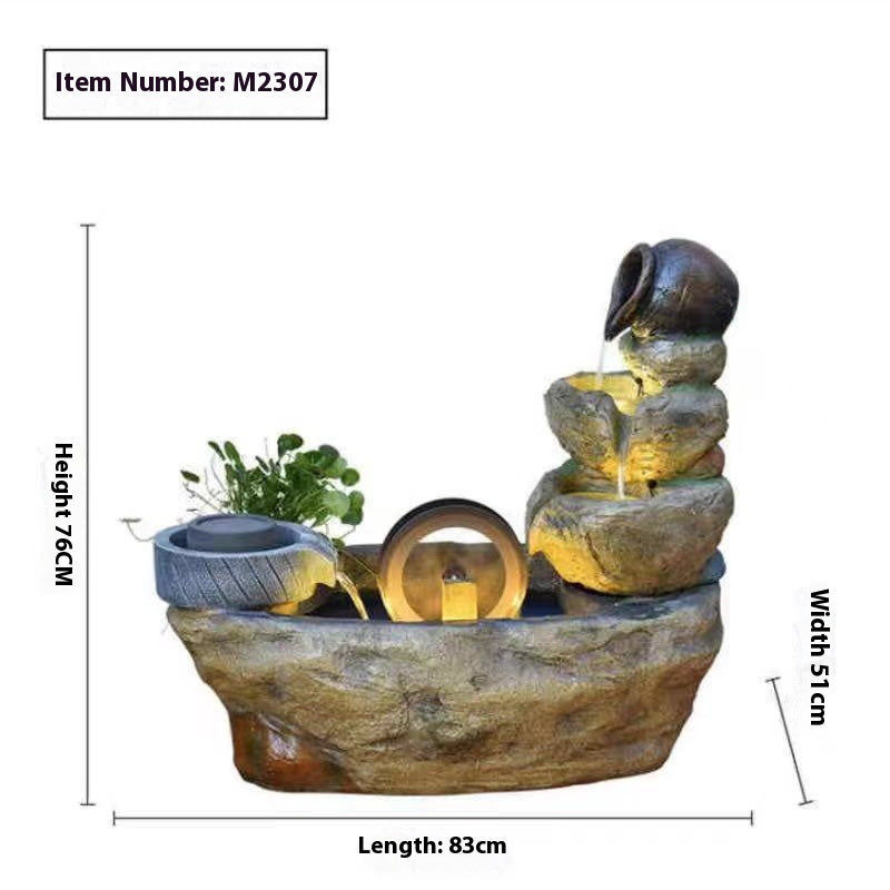 Rustic Garden Rockery Fountain with Fish Pond for Courtyard, Terrace & Balcony Decoration