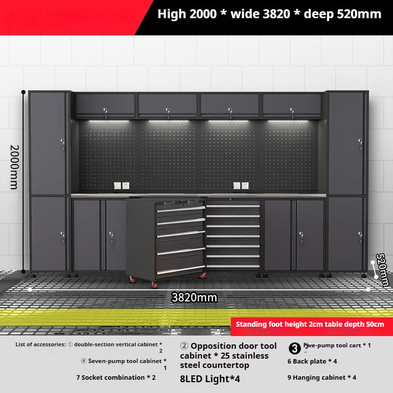 Auto Repair Workstation - Heavy-Duty Metal Tool Cabinet with Workbench, Mobile Mechanic Tool Cart for Garage