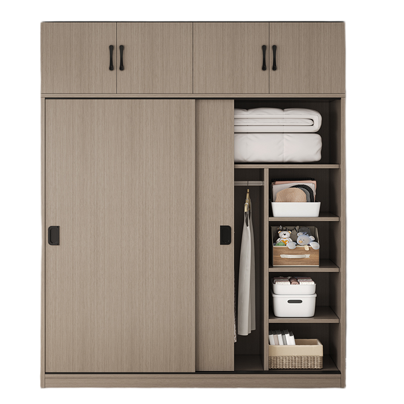 Sliding Door Wooden Wardrobe – Space-Saving Budget Closet for Small Bedrooms & Rental Homes