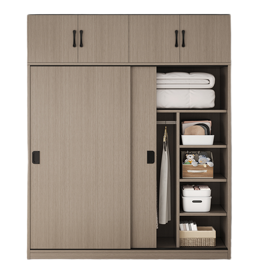 Sliding Door Wooden Wardrobe – Space-Saving Budget Closet for Small Bedrooms & Rental Homes