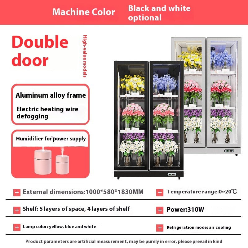Commercial Flower Display Refrigerator - Frost-Free Cooling, High Clarity Glass, Anti-Fog System, Premium Flower Preservation Cabinet for Florists